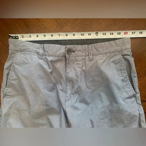Calvin Klein Men's Blue/Gray 100% Cotton Micro Striped Career Trousers 34x32 EUC - Picture 6 of 12
